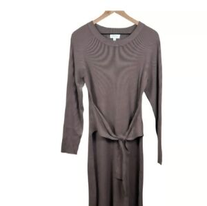 Evereve Alfie Oatmeam Ribbed Sweater Dress With Tie
